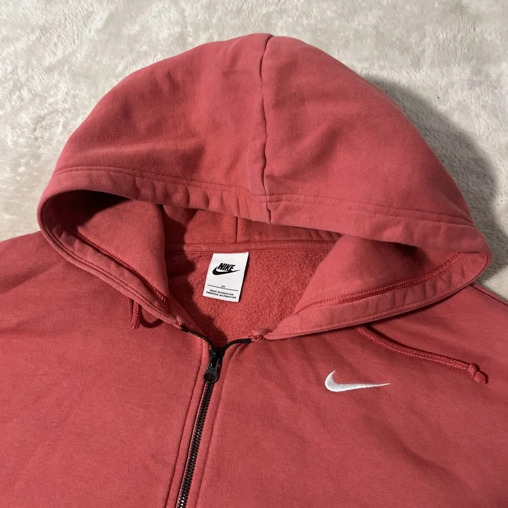 Nike Hoodie Men's Size 2X Full Zip Drawstring Athletic Sweatshirt Pink